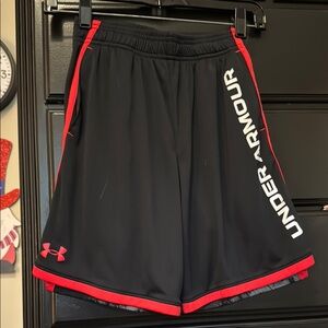 Under Armour Black and Red Athletic Performance Shorts. Like New. With Pockets.